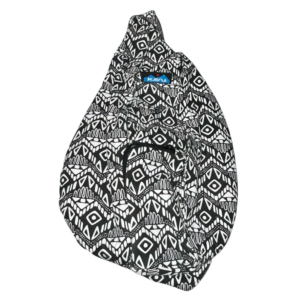 Kavu Black & White Geometric Canvas Rope Sling Pack Bag